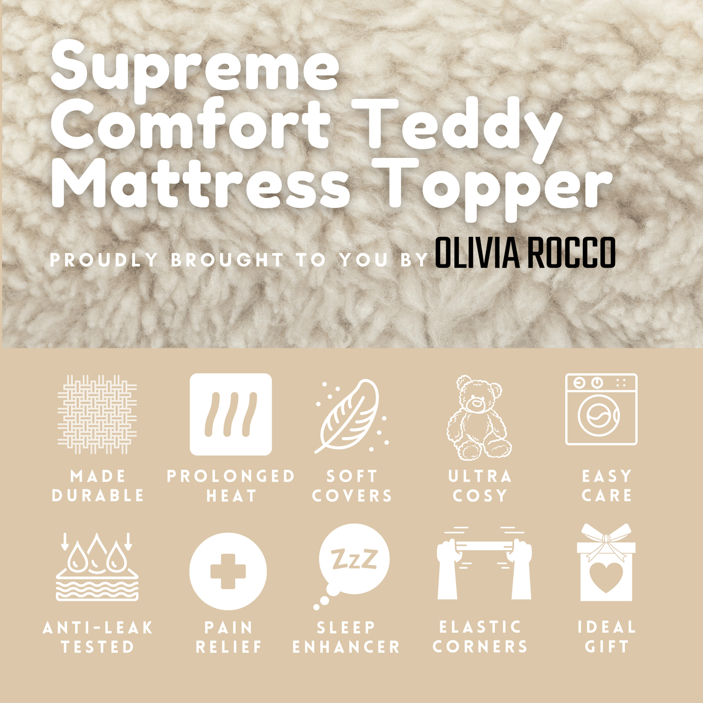 Supreme Comfort Extra Deep Dual-Sided Fluffy Teddy Mattress Topper