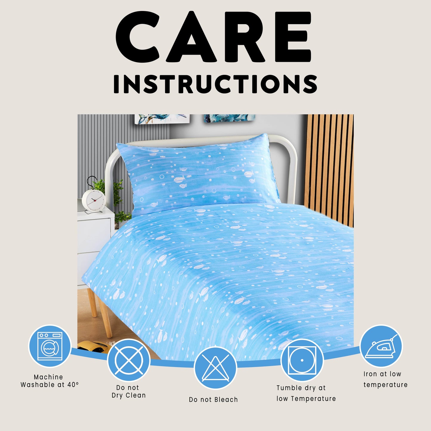Underwater Sharks and Whales Kids Duvet Cover Set Reversible Soft Cotton Marine Life Bedding with Curtains