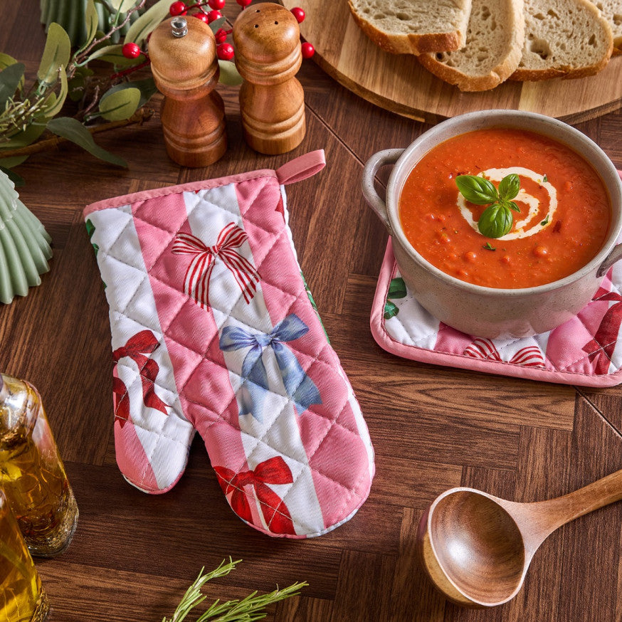 Gingerbread Print Oven Mit & Pot Stand Set