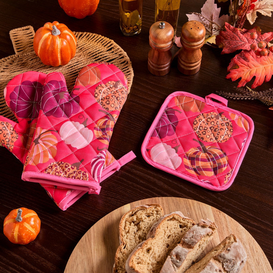 Gingerbread Print Oven Mit & Pot Stand Set
