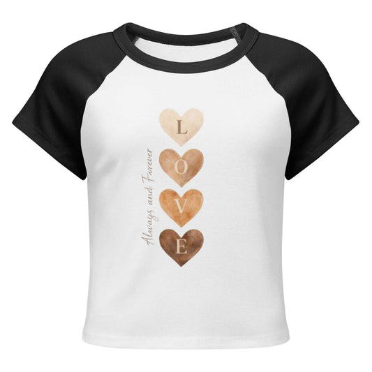 Women’s micro rib heart raglan baby tee