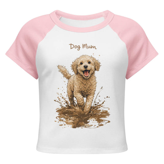 Women’s micro rib dog mum raglan baby tee
