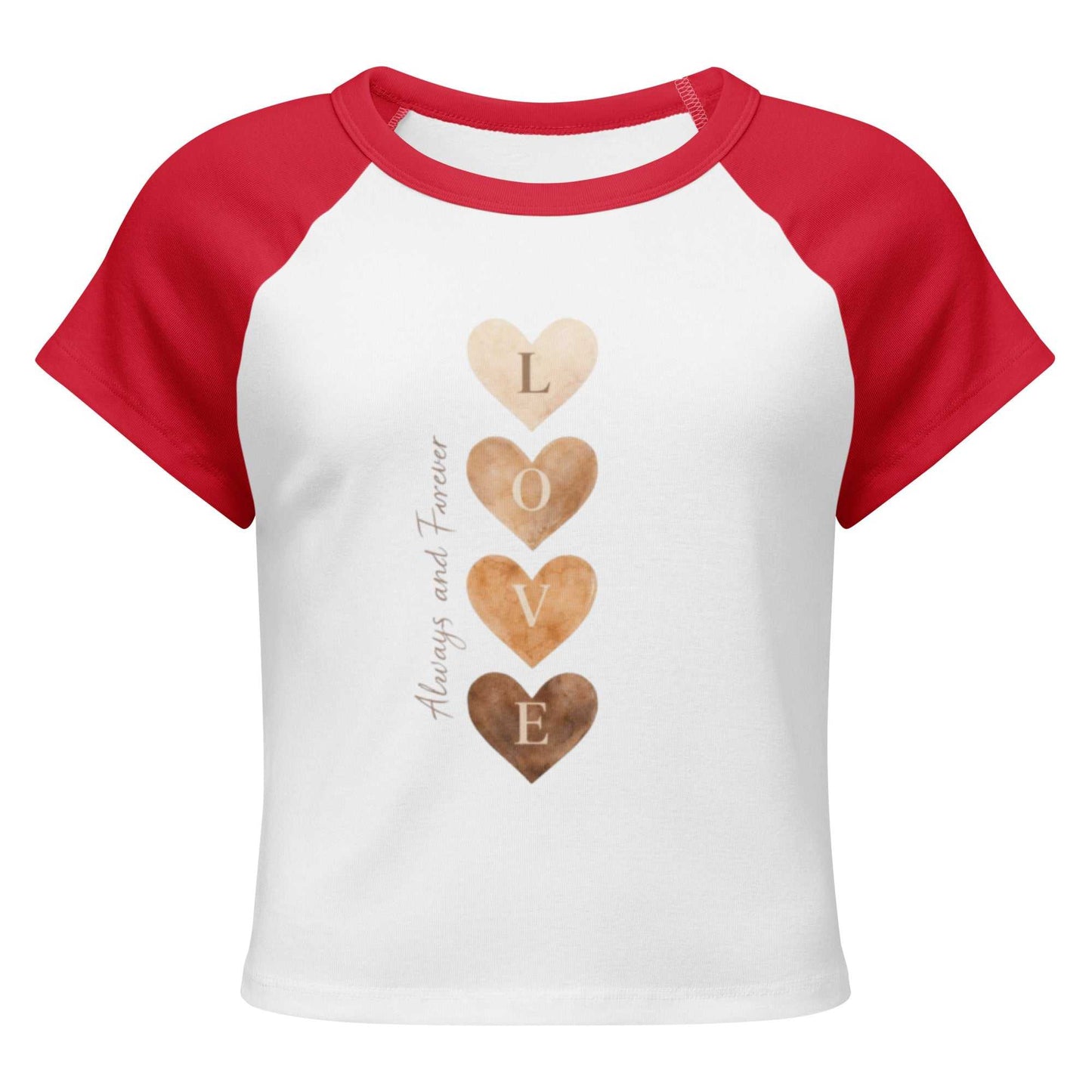 Women’s micro rib heart raglan baby tee